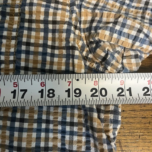 RED HEAD Men's Button Shirt Large Blue/Tan Check Short Sleeve Casual - Picture 7 of 8